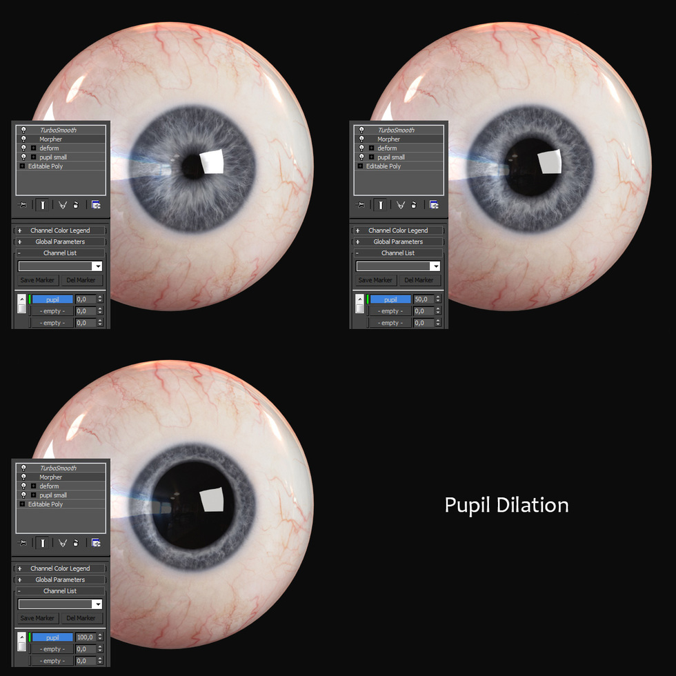 Change Pupil Dilation with Morpher Modifier