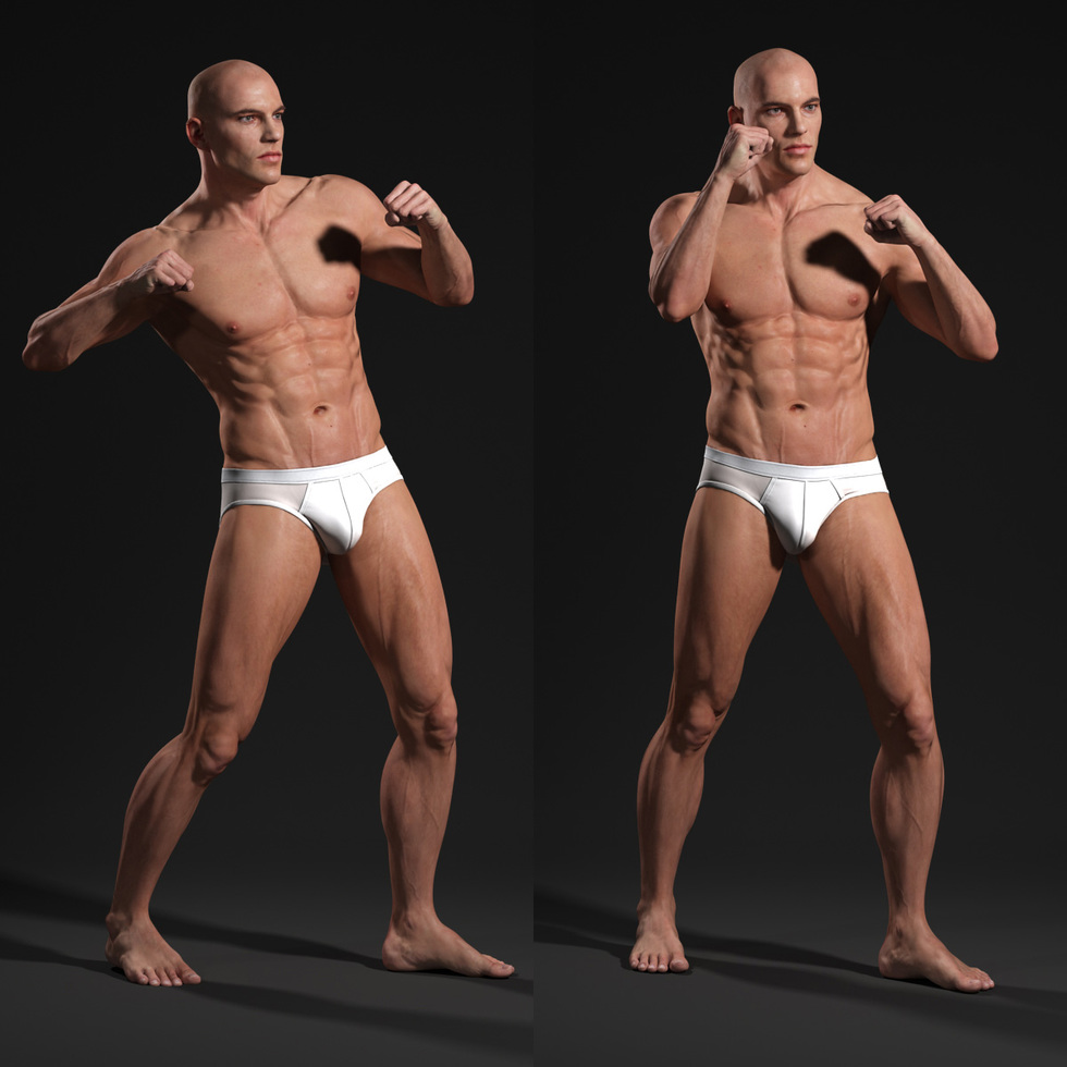 3d male body fight punch beat