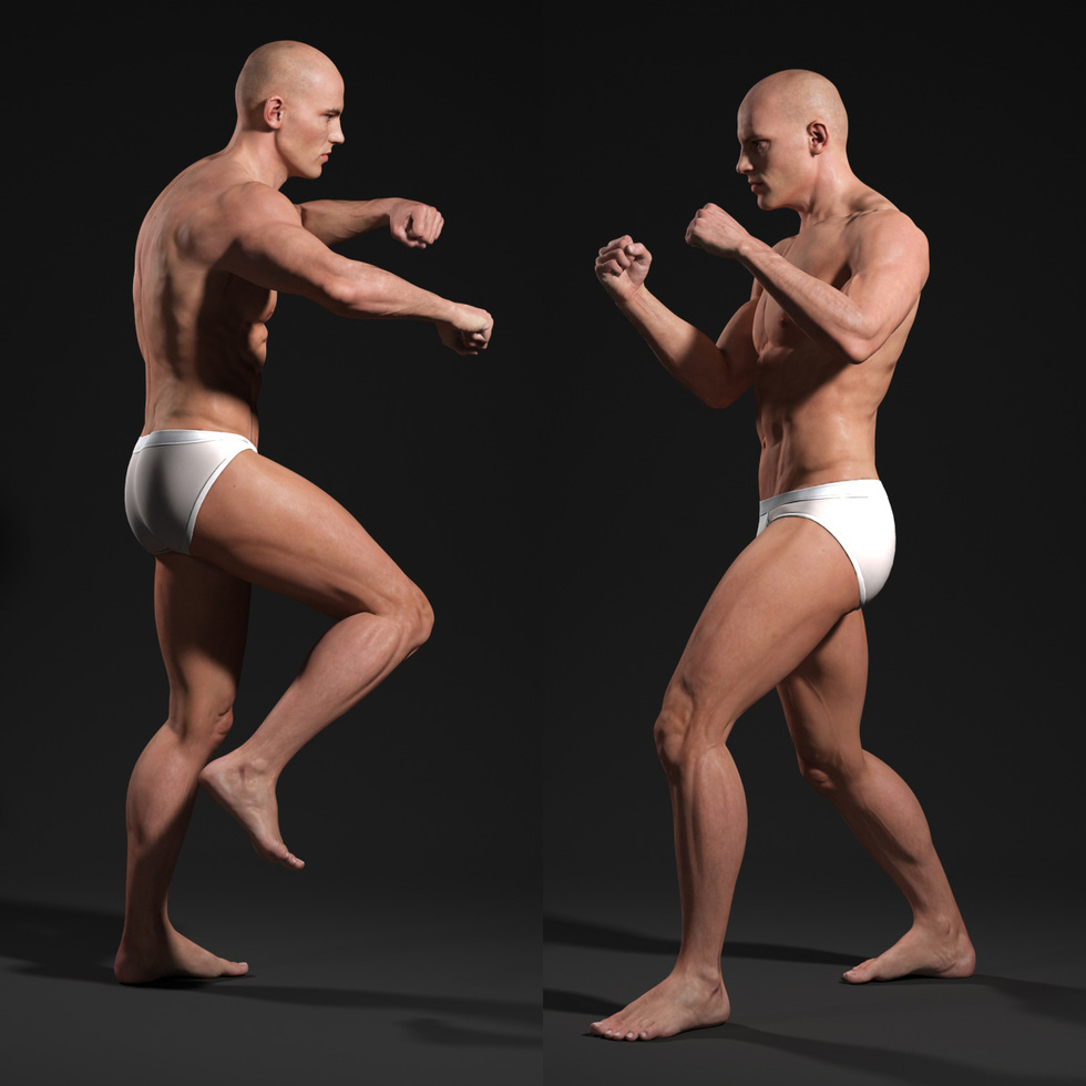3d male body fight punch beat