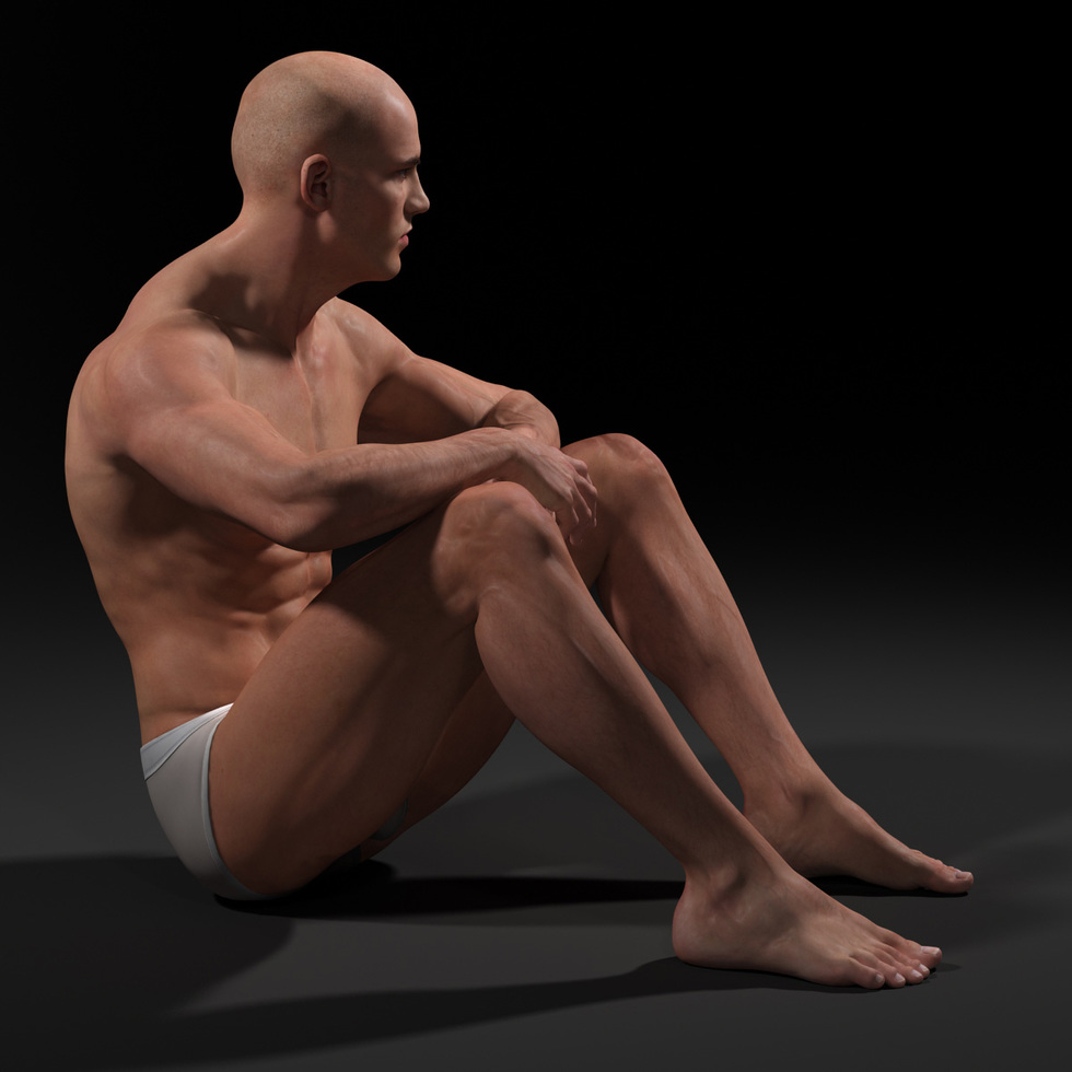 male body sitting