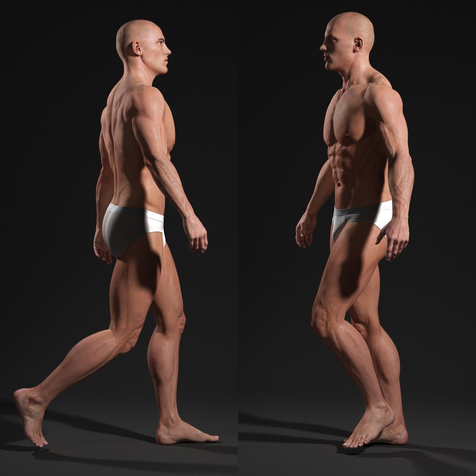 3d male body walking