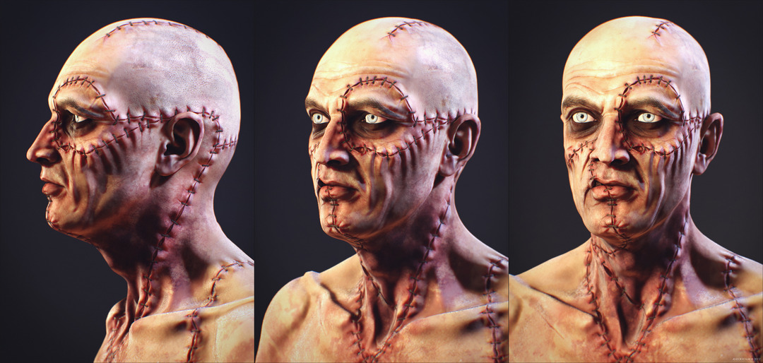 Slim Monster Frankenstein Creature Scarface Head