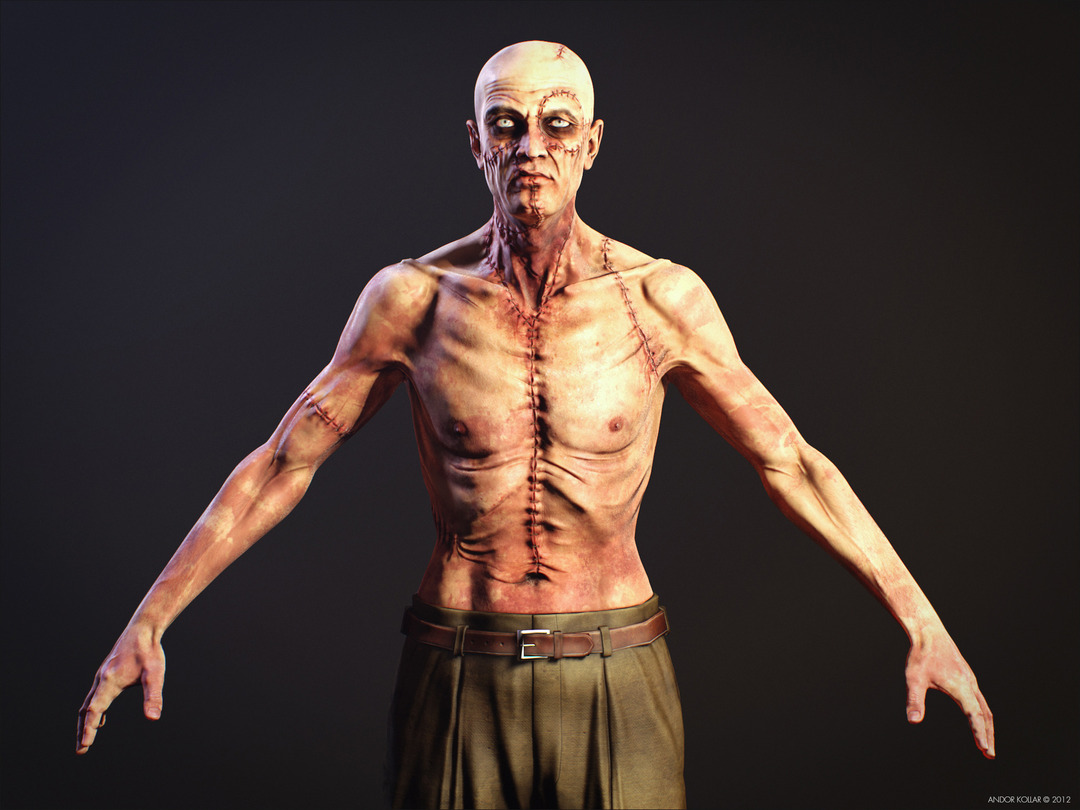 Slim Monster Frankenstein Creature Scar