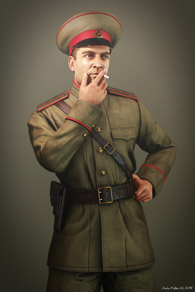 Andor Kollar Soviet Officer smoking ww2