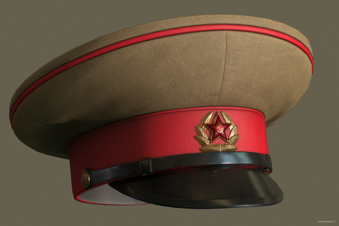 Andor Kollar Soviet Officer Hat with Soviet Badges with Red Star