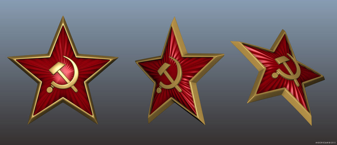 3d soviet badges red star in Maya