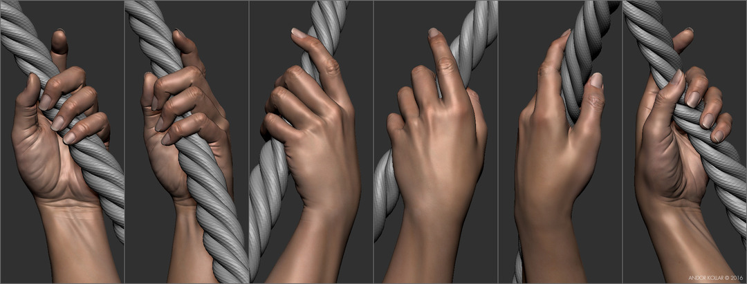 Female lady hand hold a rope in ZBrush