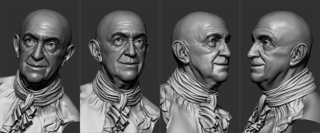 Jonathan Pryce 3d old man character head in ZBrush