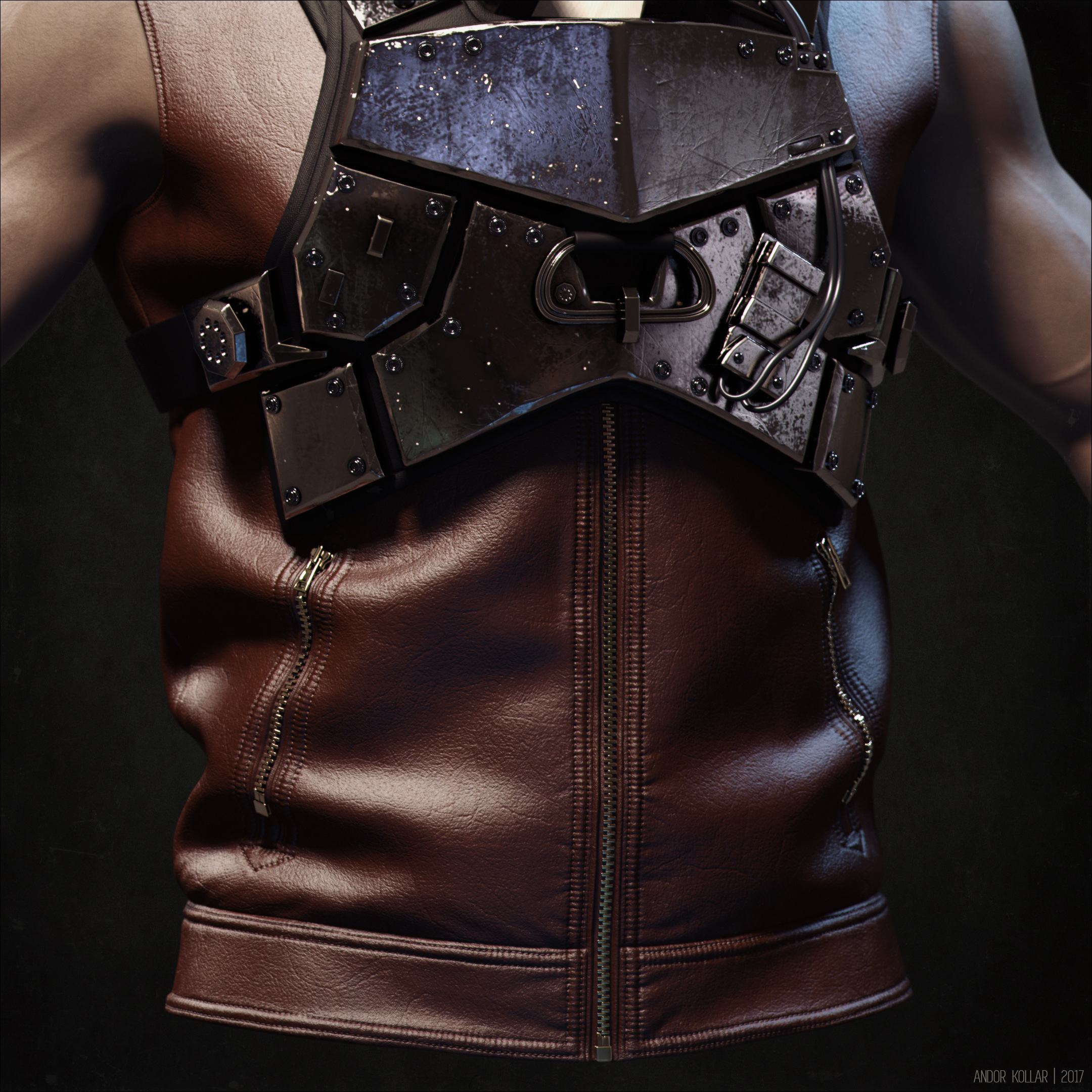 3d leather vest