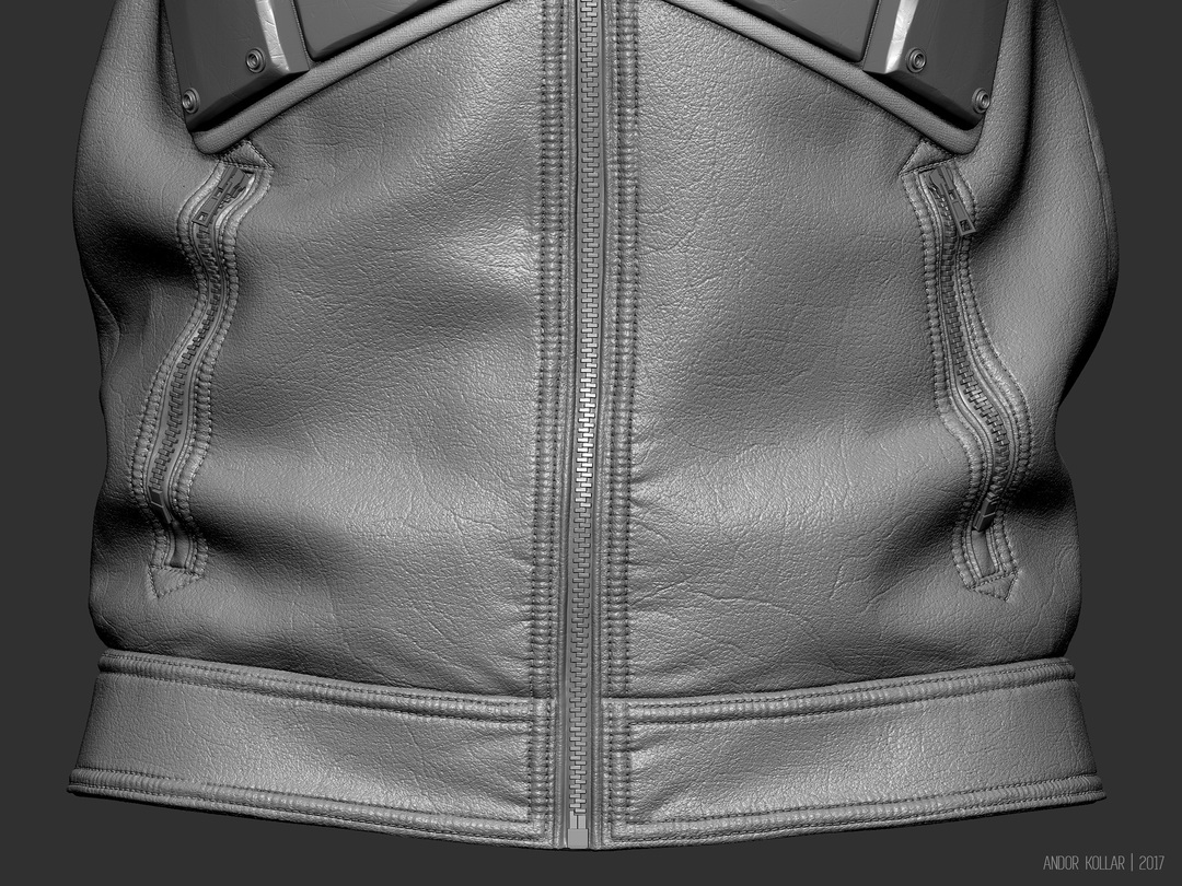 ZBrush jacket leather and zipper details