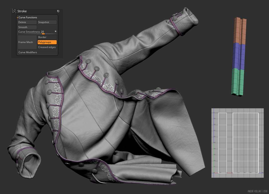 Insert Mesh Brush IMM In ZBrush for a Coat Lace