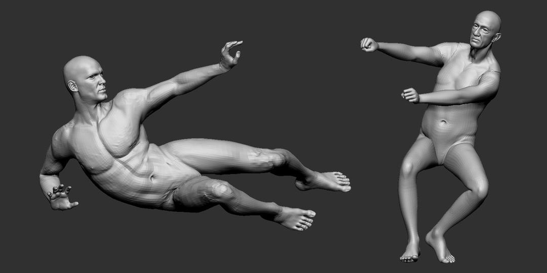 Posed base male body mesh in ZBrush