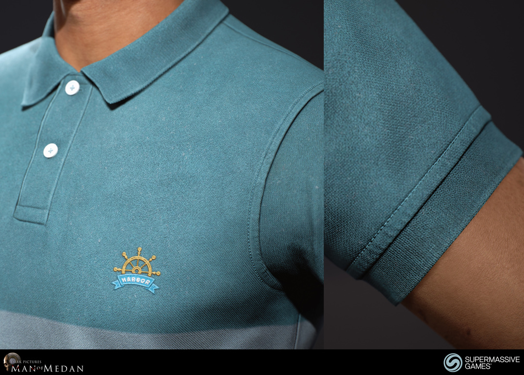 blue polo shirt close-up