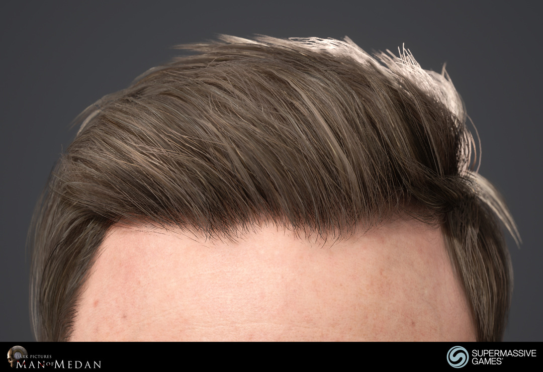 Conrad's hair in The Dark Pictures - Man of Medan game in Unreal Engine. 