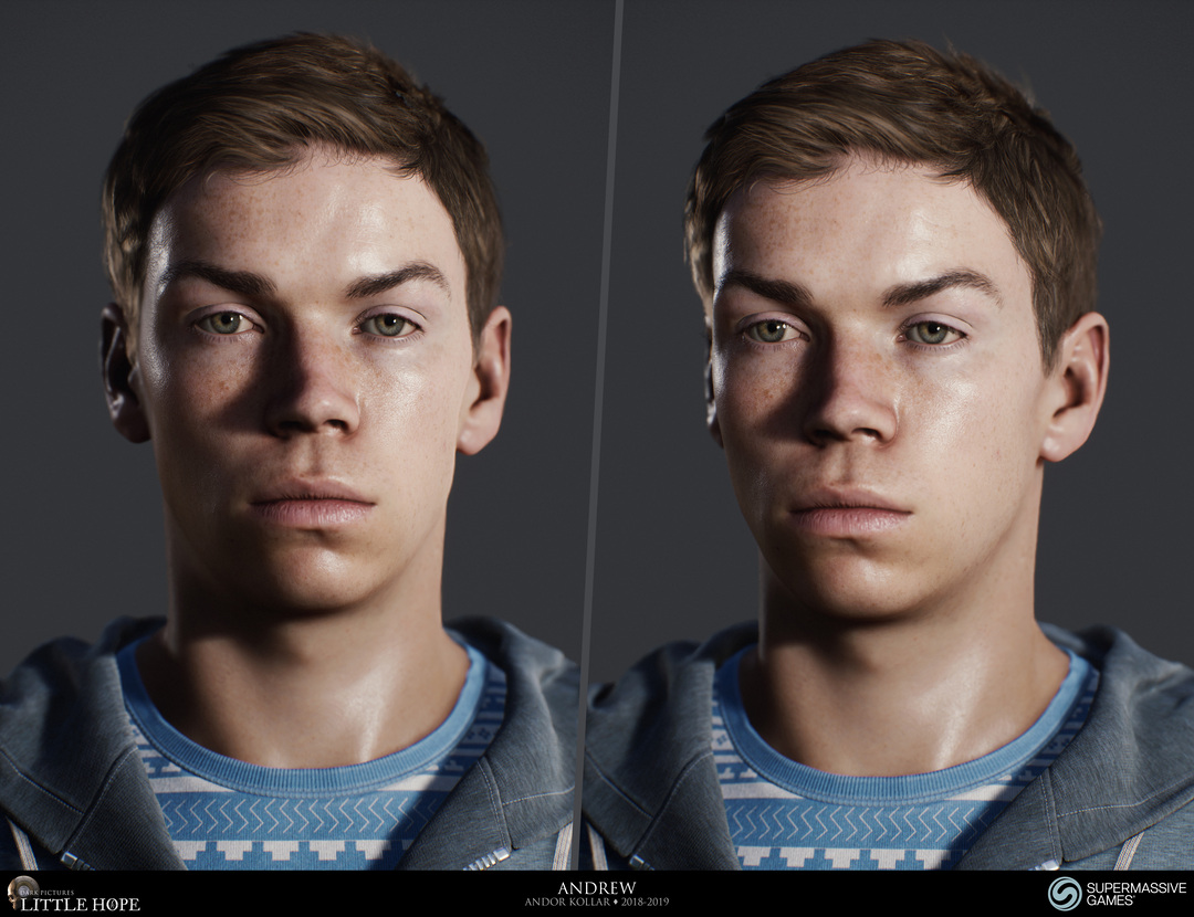 Little Hope, 3d game character, Head of Andrew, short brown hair, Will Poulter, Unreal Engine, Andor Kollar