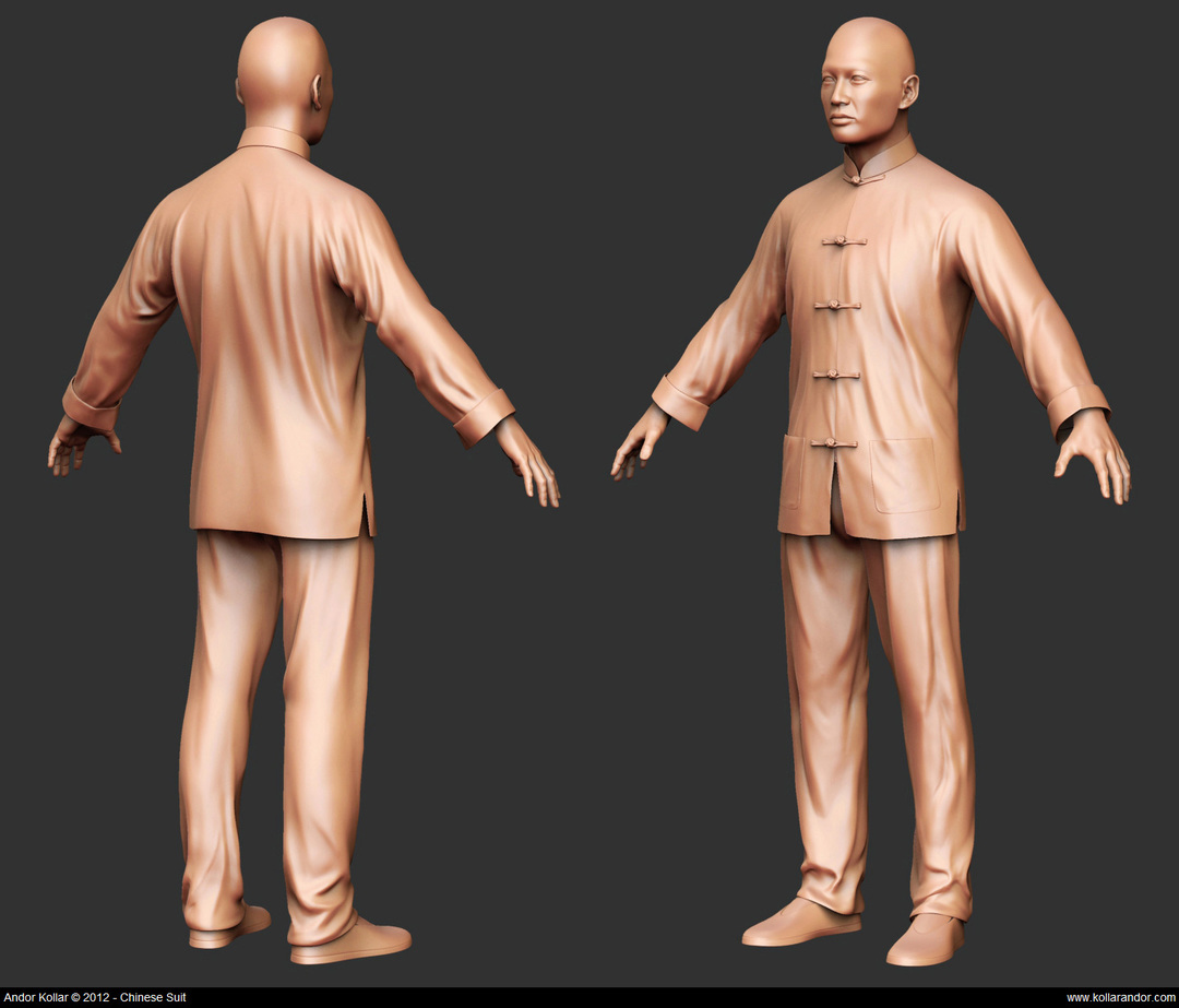 Chinese man and chinese suit sculpting in ZBrush