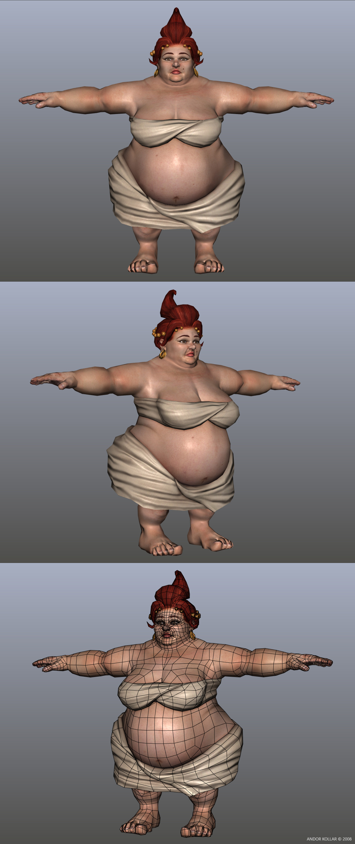 Naked cartoon very fat Empire Patrician Lady in Maya