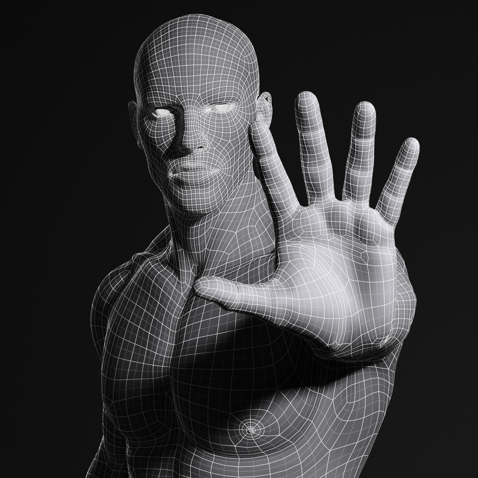 3d male body wireframe