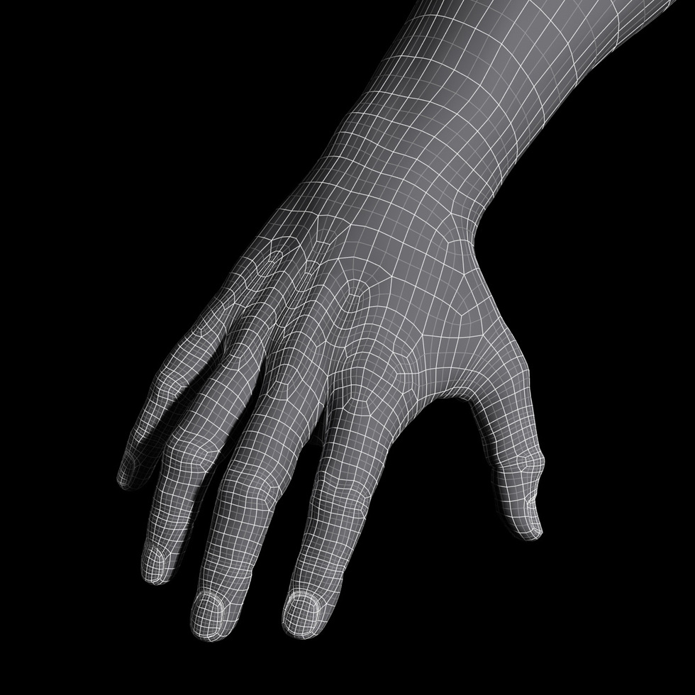 3d hand wireframe