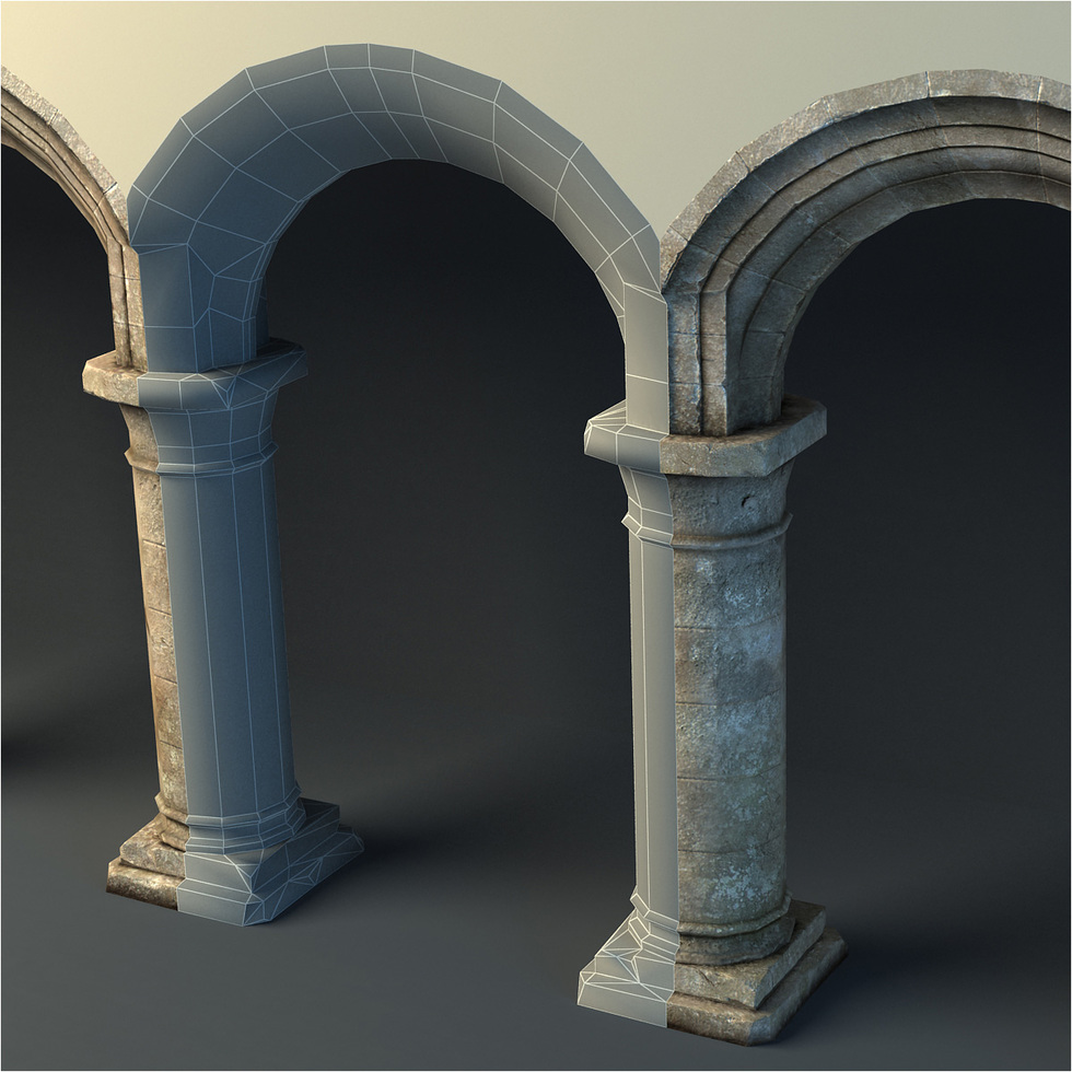 3d Rustic Archway, wireframe