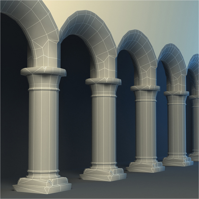 3d Rustic Archway, wireframe