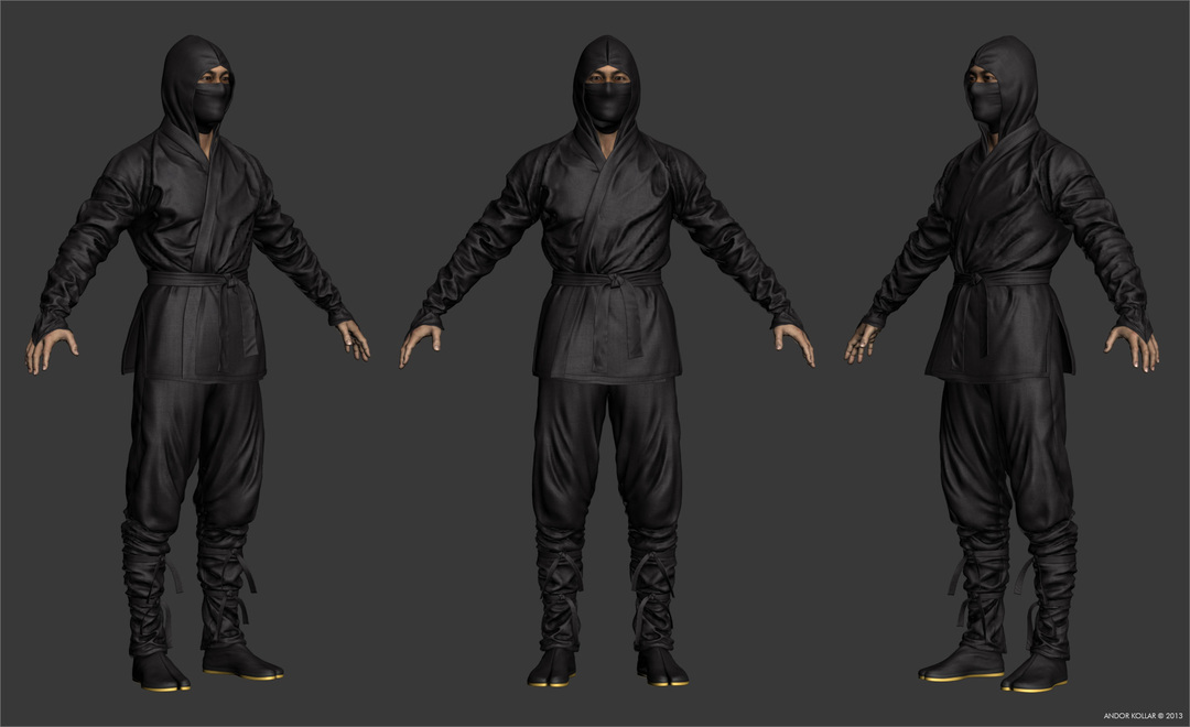 Textured Ninja character T-Pose