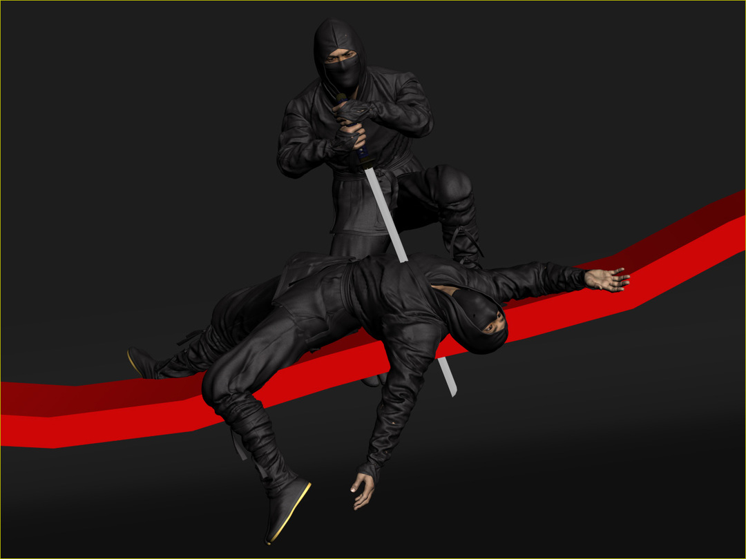 Fighting ninja characters 3ds Max screenshot