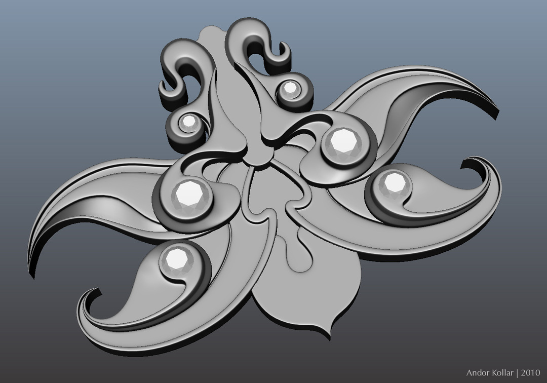 Orchid necklace design in Maya