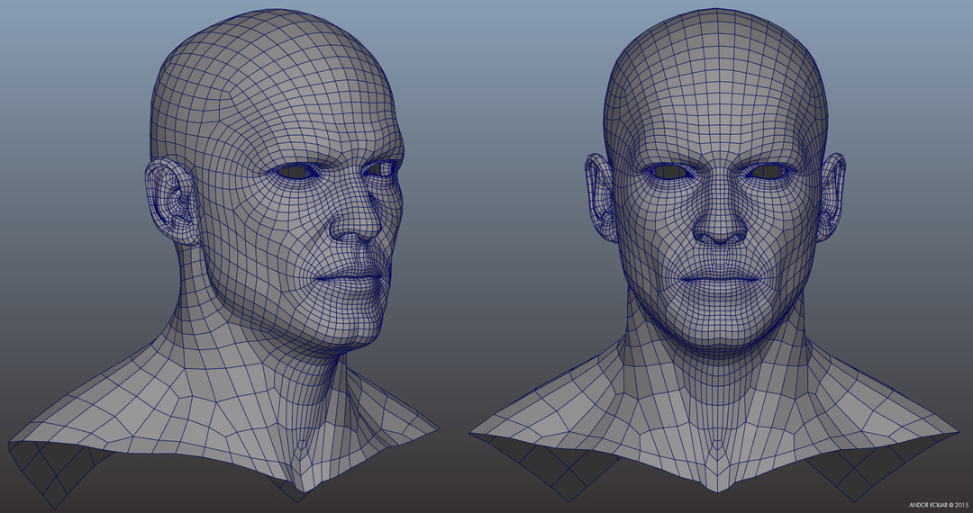 Soldier 3d Head wireframe clean edge flow