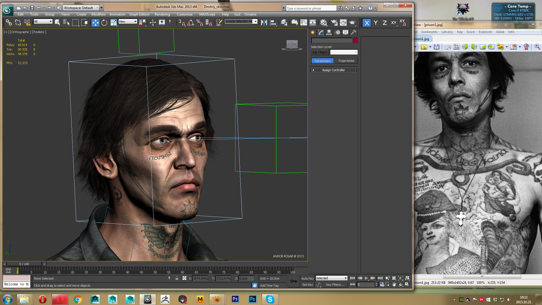 Andor Kollar, 3d character, 3ds Max, rigging, Russian prisoner with tattoo