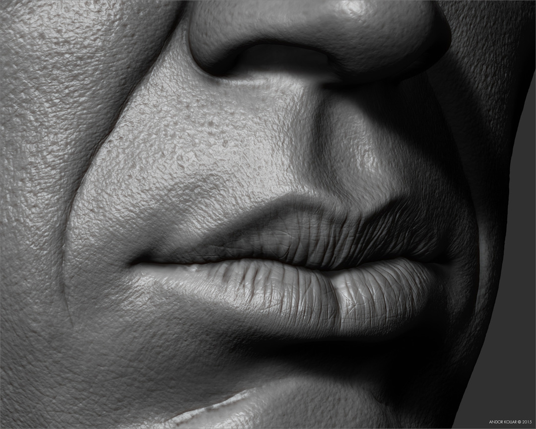 3d ZBrush detailed mouth lips sculpting