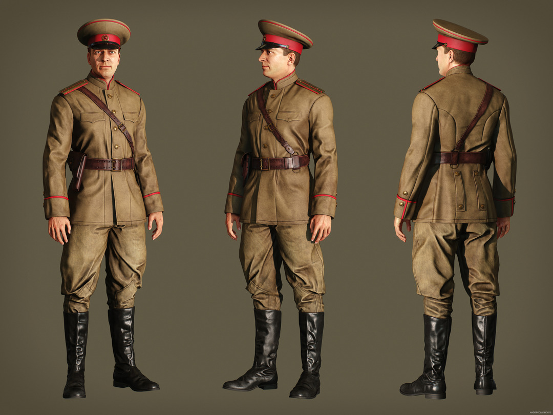 Andor Kollar Soviet Officer Soldier full body uniform hat ww2