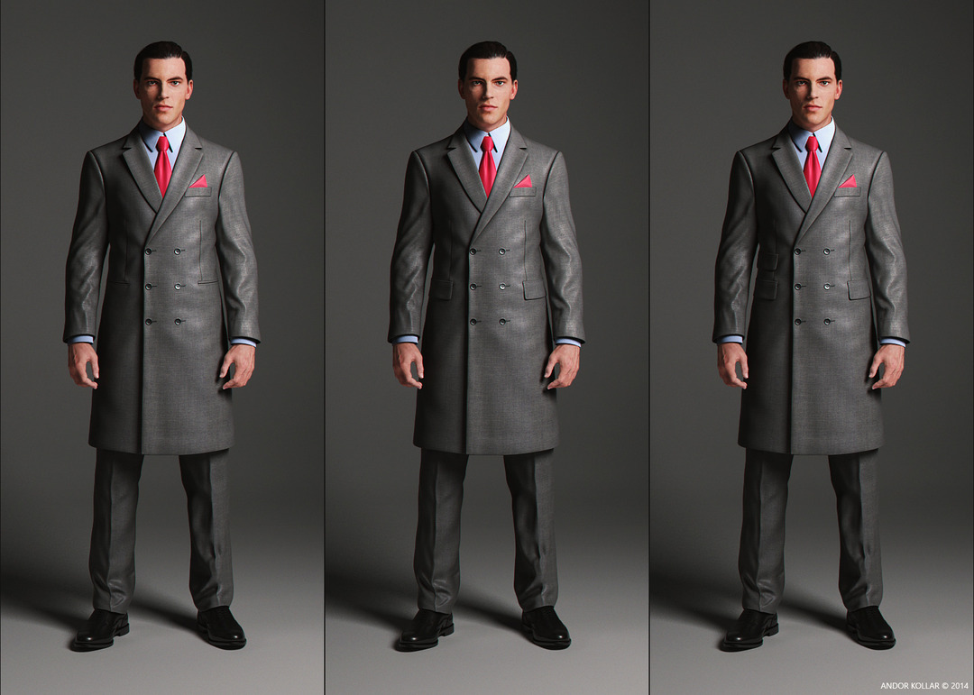 Double Breasted Overcoat with notched lapel and pocket variations