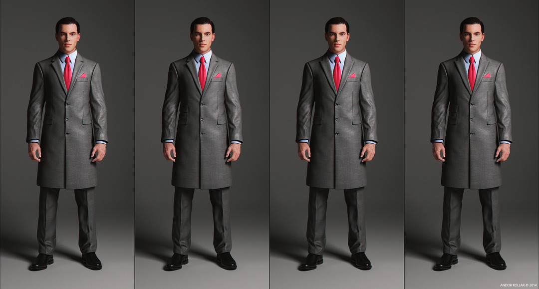 Overcoat with notched lapel and pocket variations