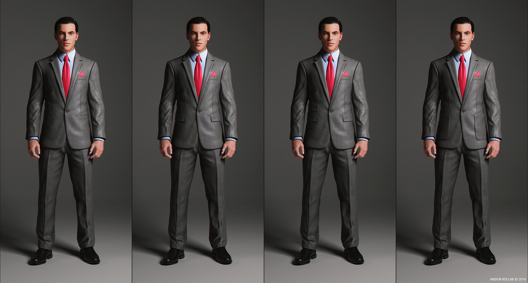 1 Button Suit Jacket with notched lapel and pocket variations