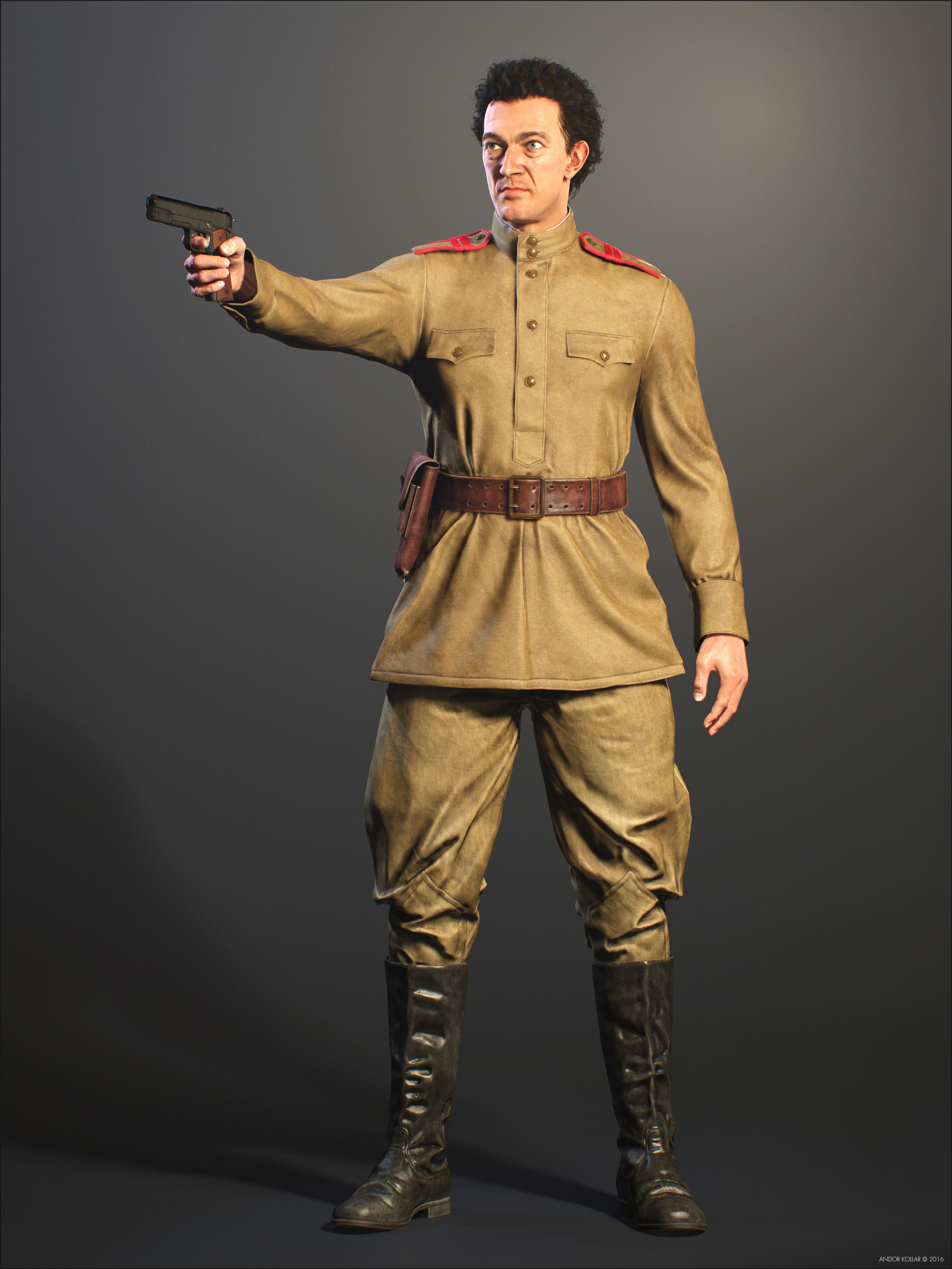 Vincent Cassel Soviet Soldier with a Gun in Hand
