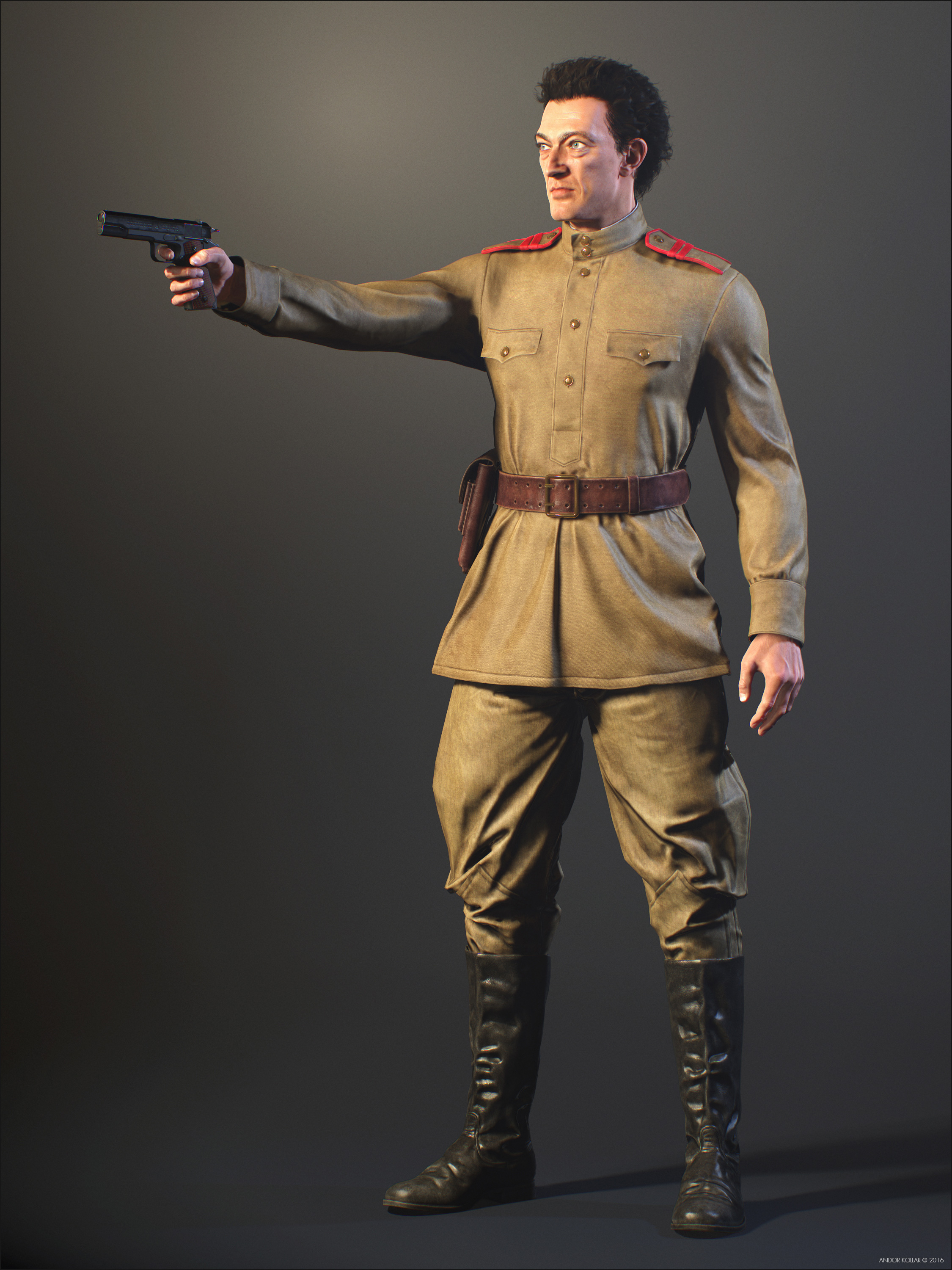 Vincent Cassel Soviet Soldier with a Gun in Hand