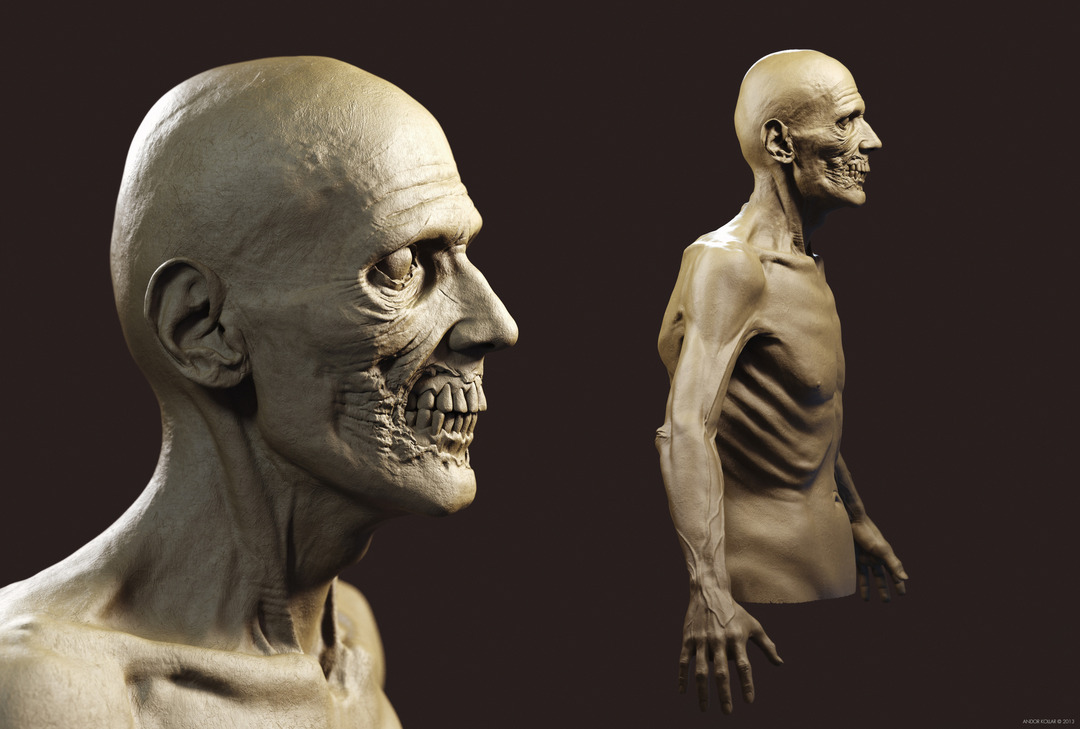 Undead Skinny Anatomy Zombie ZBrush Keyshot 