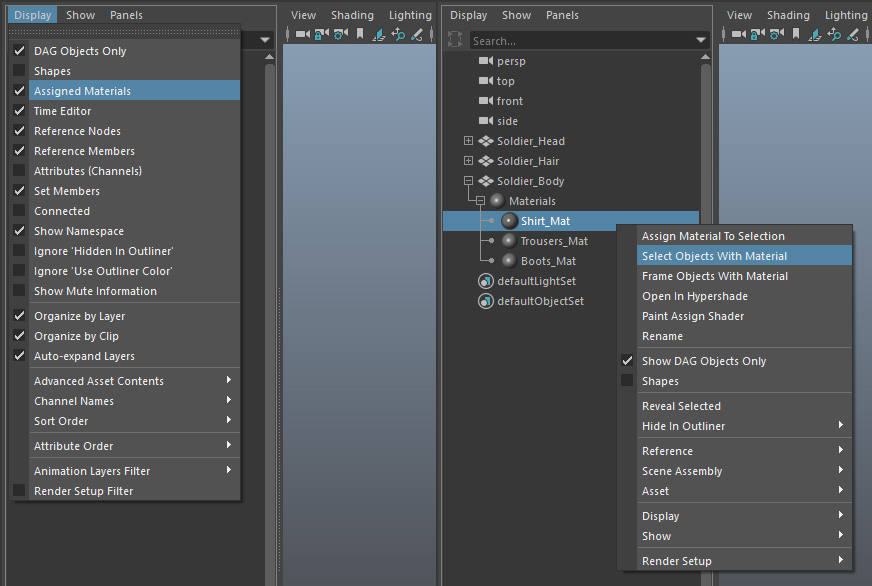 Maya Identify Shaders Select Objects with Material