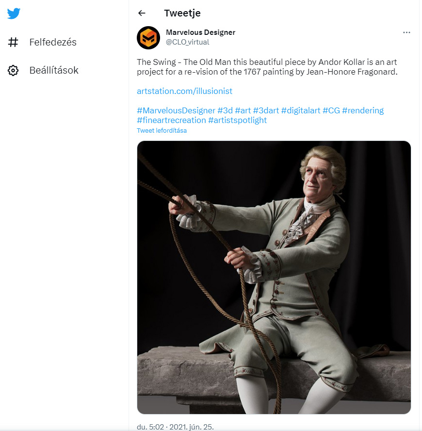 Twitter, Marvelous Designer, Andor Kollar, The Old Man from Swing project