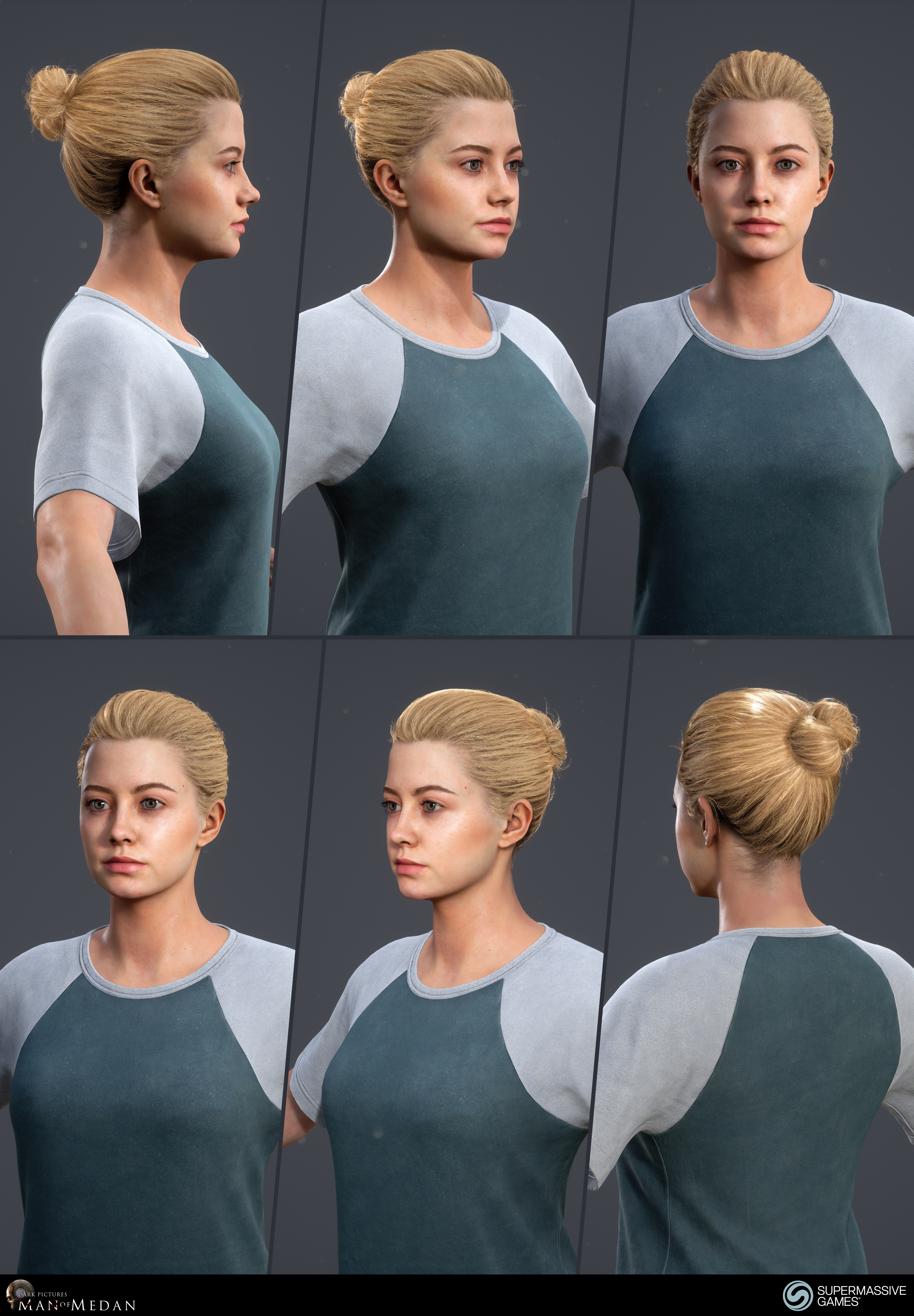Julia is character in The Dark Pictures - Man of Medan game in Unreal Engine. She is a beautiful girl with blonde bun hair.