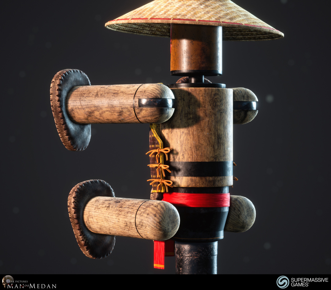 Kungfu wooden dummy with Chinese hat from Man of Medan game in Unreal Engine