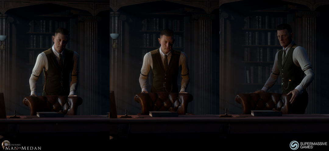 The Curator character from The Dark Pictures game. The Curator at his desk. Andor Kollar