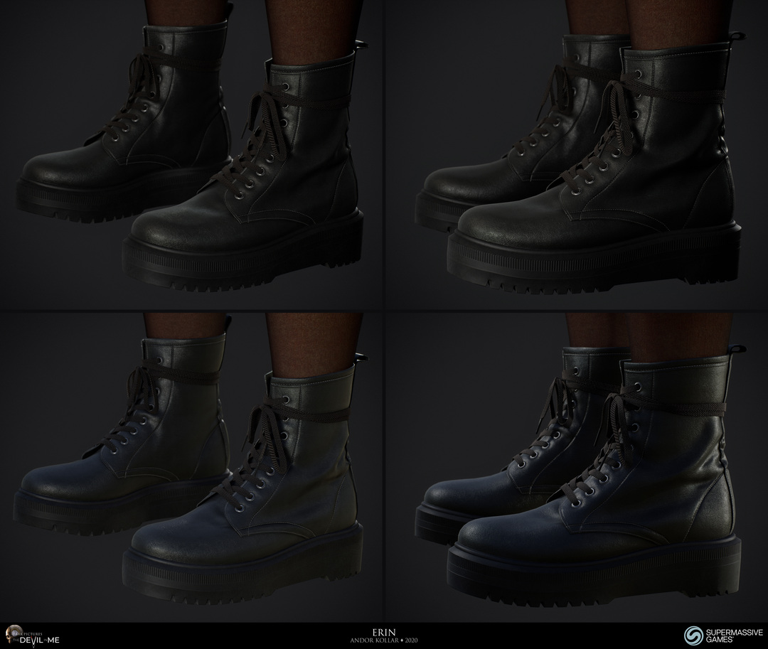 Erin from Devil in Me, game character, black boot, Unreal Engine, 3d character art of Andor Kollar